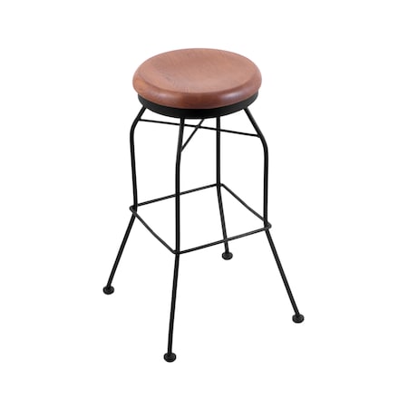 30 Swivel Bar Stool,Black Wrinkle,Med Oak Seat